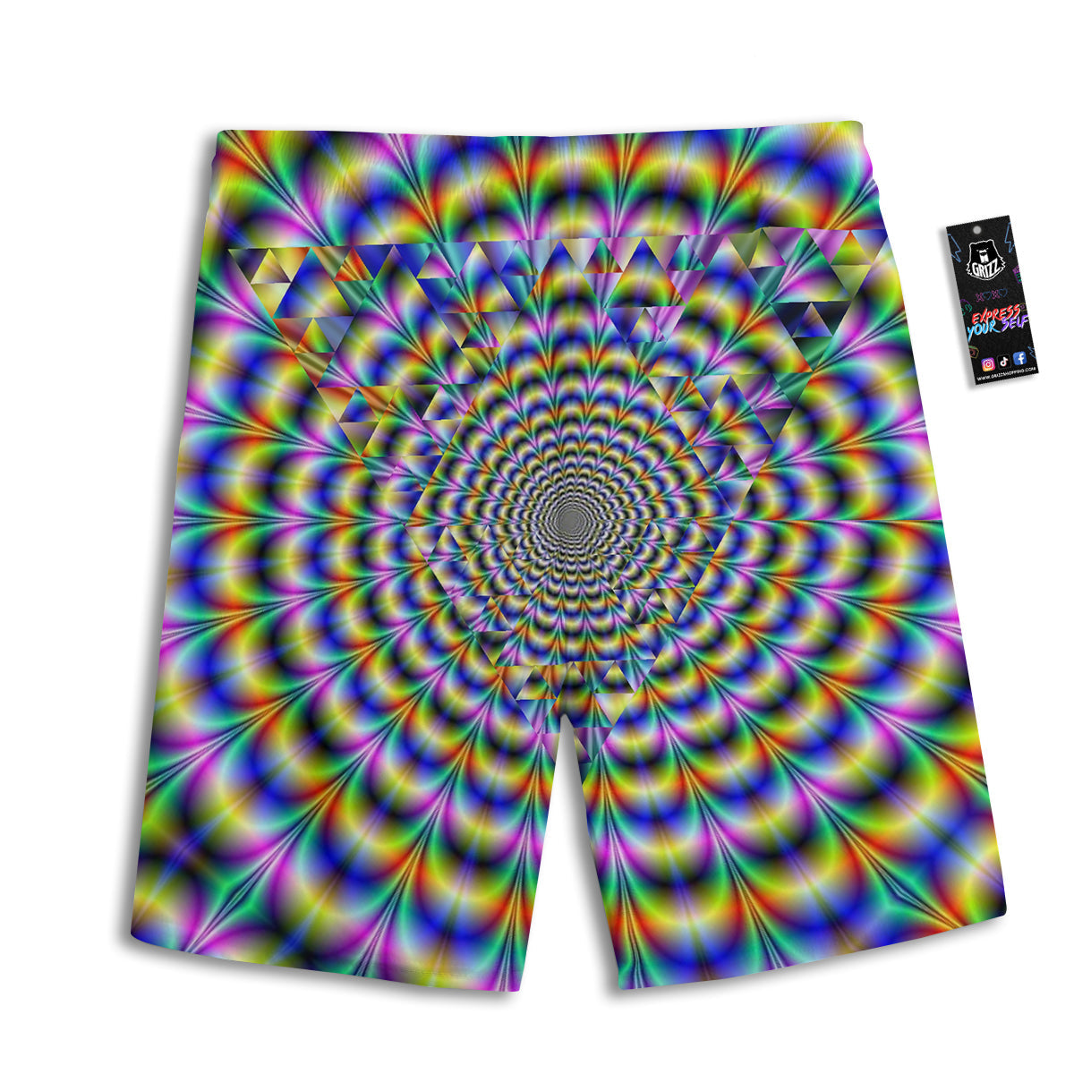 Colorful Psychedelic And Triangle Print Men's Athletic Shorts