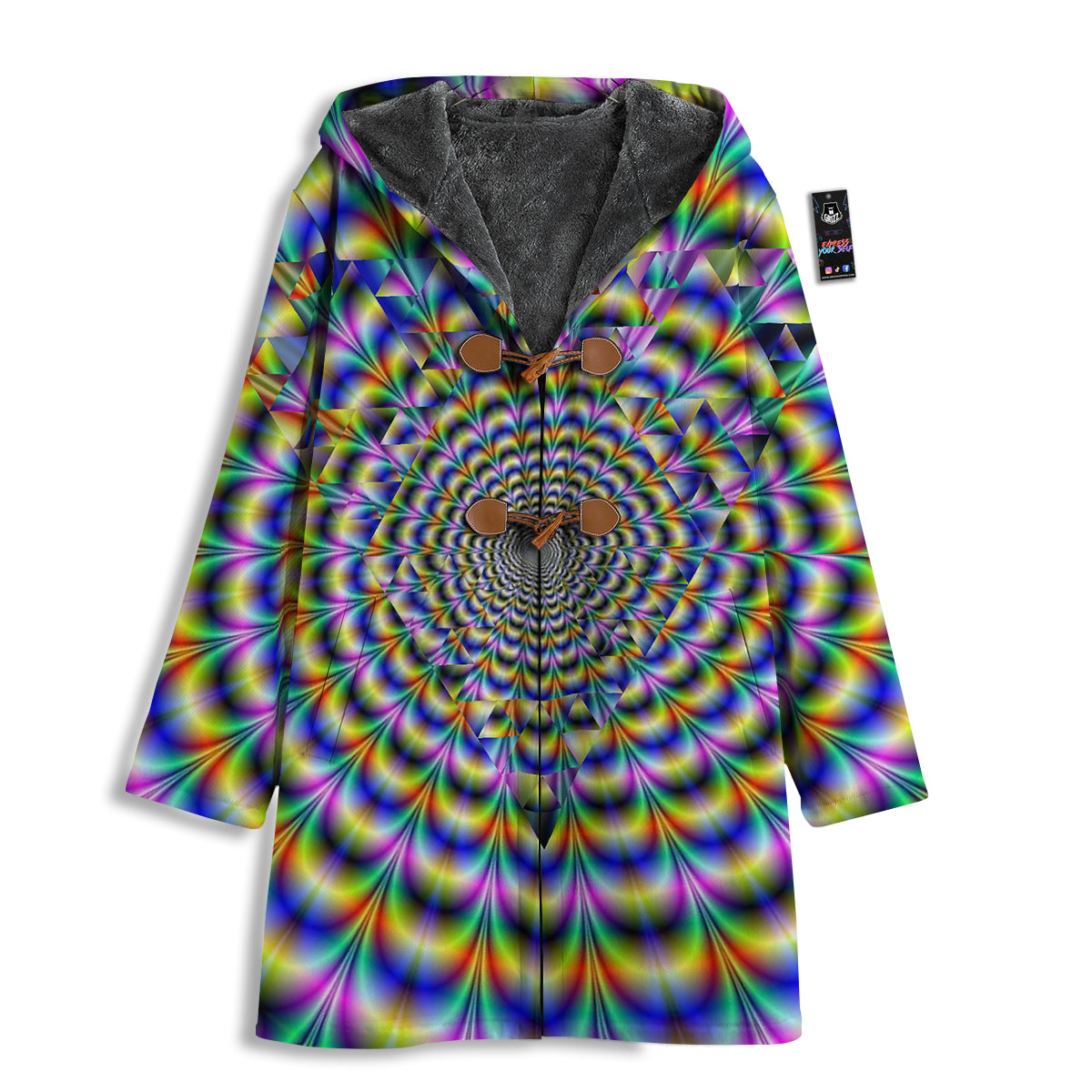 Colorful Psychedelic And Triangle Print Men's Windbreaker Jacket-grizzshop