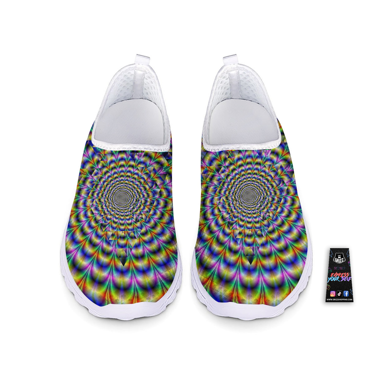 Colorful Psychedelic And Triangle Print Nurse Shoes-grizzshop