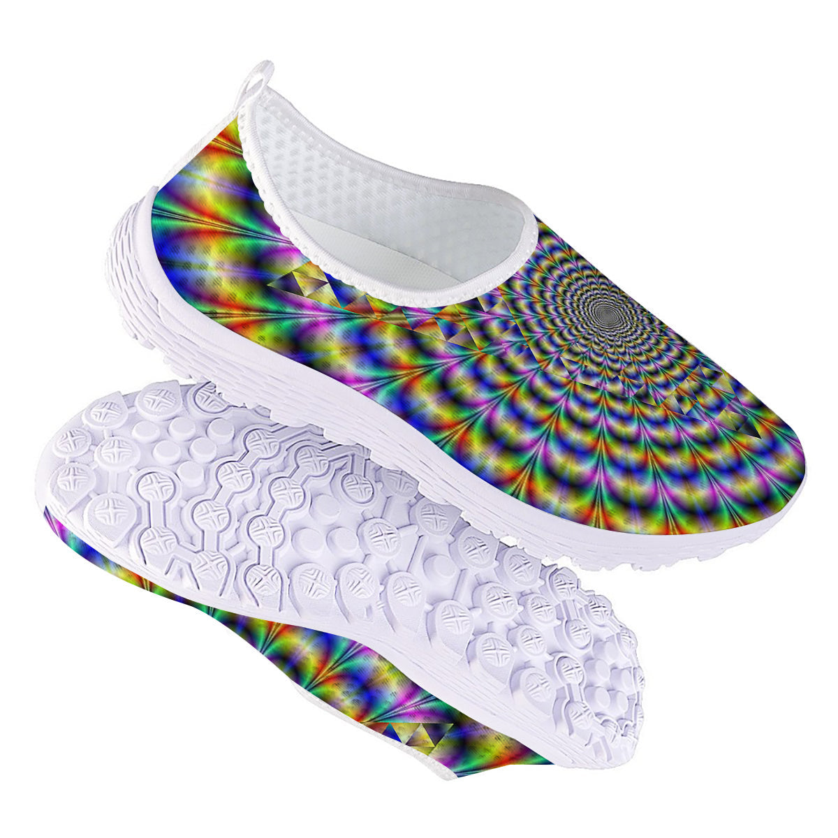 Colorful Psychedelic And Triangle Print Nurse Shoes-grizzshop