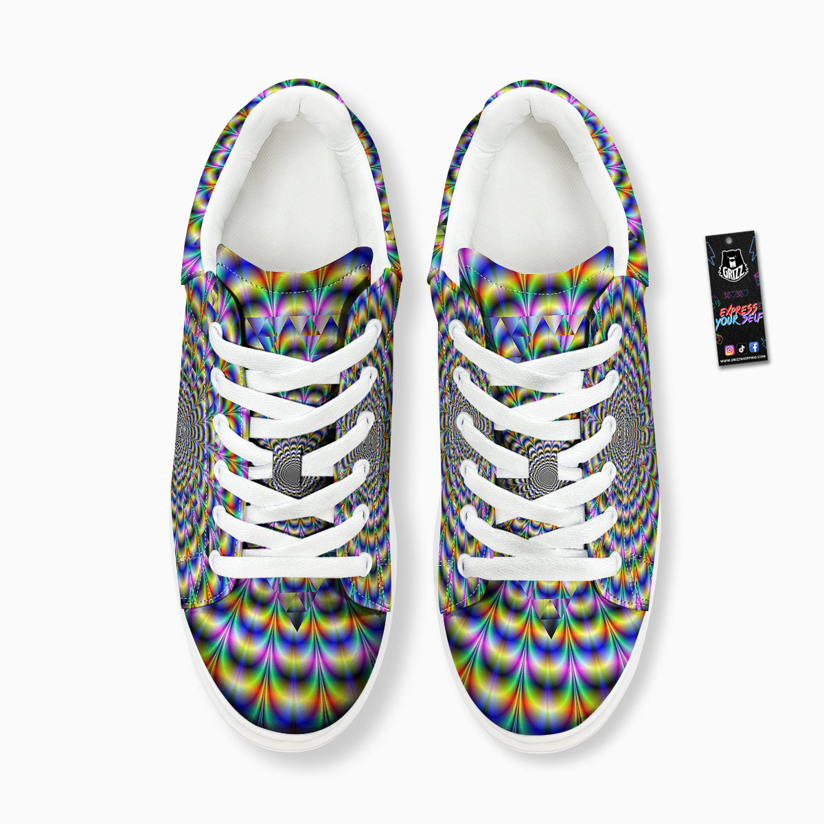 Colorful Psychedelic And Triangle Print Platform Shoes-grizzshop