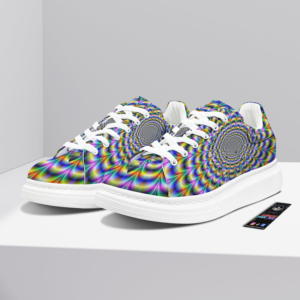 Colorful Psychedelic And Triangle Print Platform Shoes-grizzshop