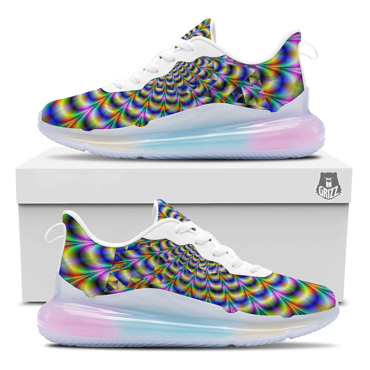 Colorful Psychedelic And Triangle Print Running Sneakers-grizzshop