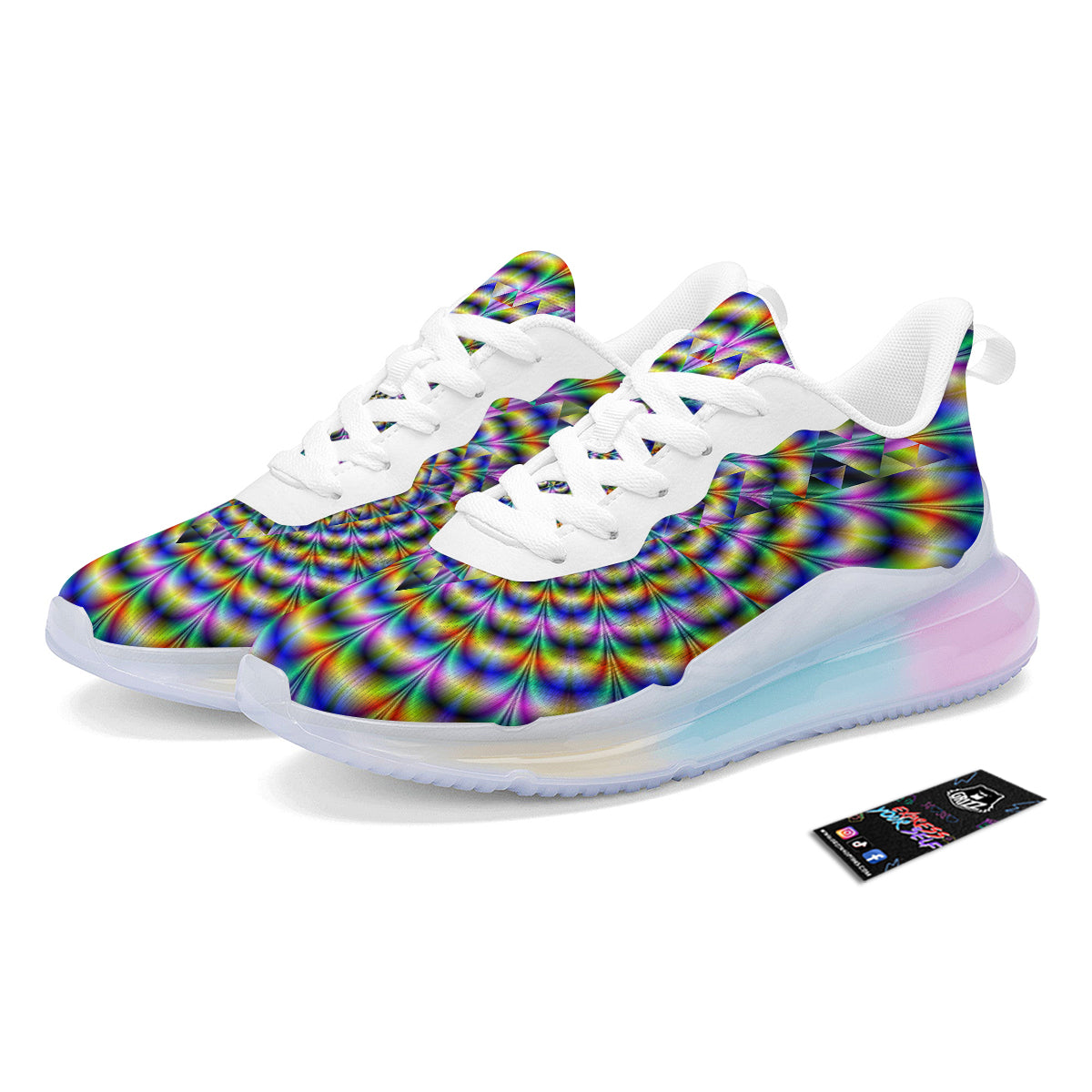 Colorful Psychedelic And Triangle Print Running Sneakers-grizzshop