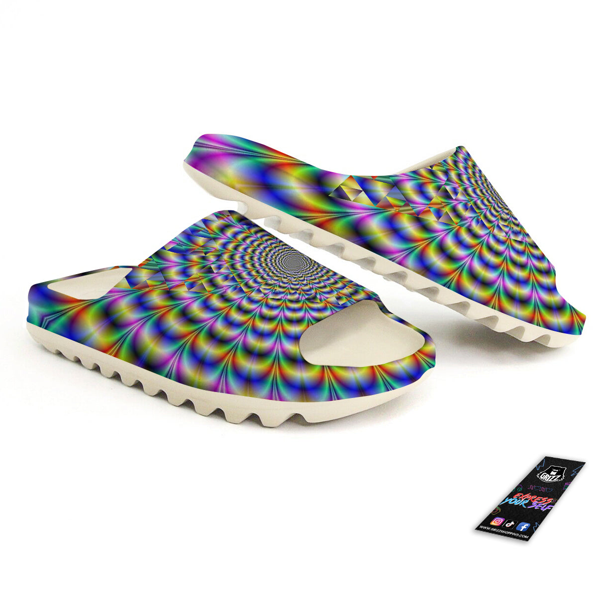 Colorful Psychedelic And Triangle Print Sandals-grizzshop