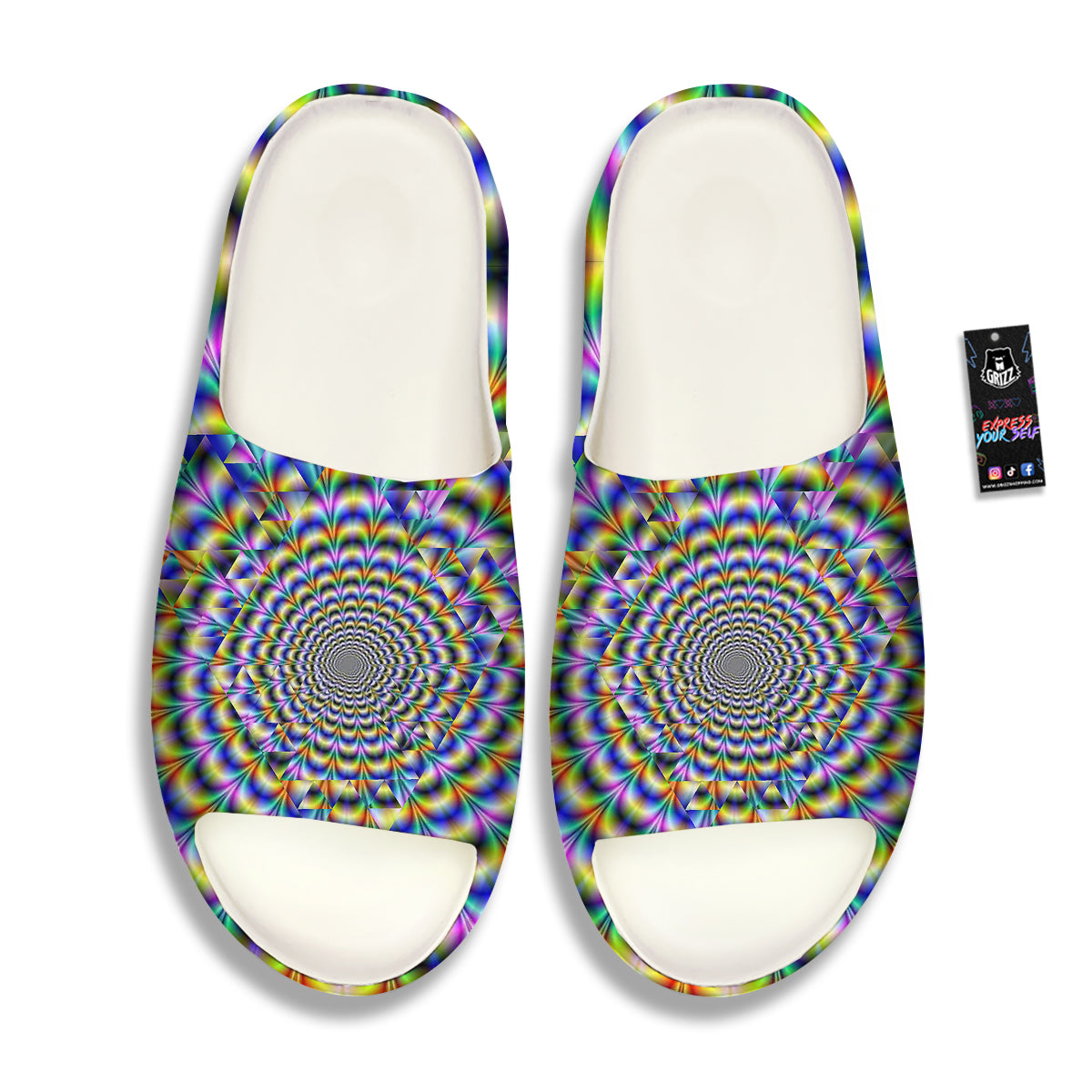 Colorful Psychedelic And Triangle Print Sandals-grizzshop