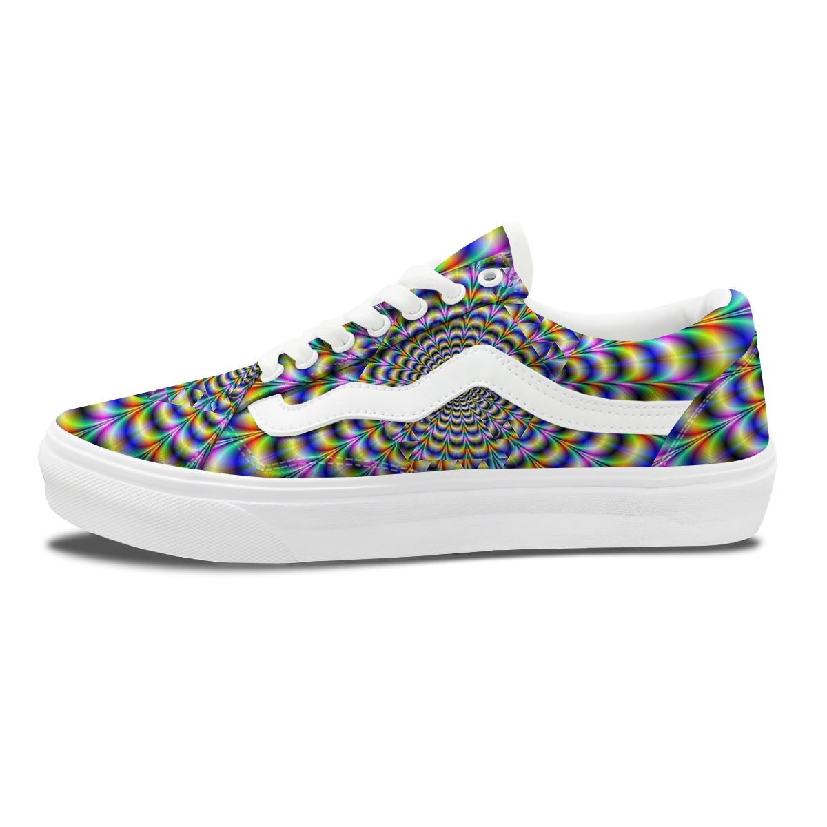 Colorful Psychedelic And Triangle Print Skate Shoes-grizzshop