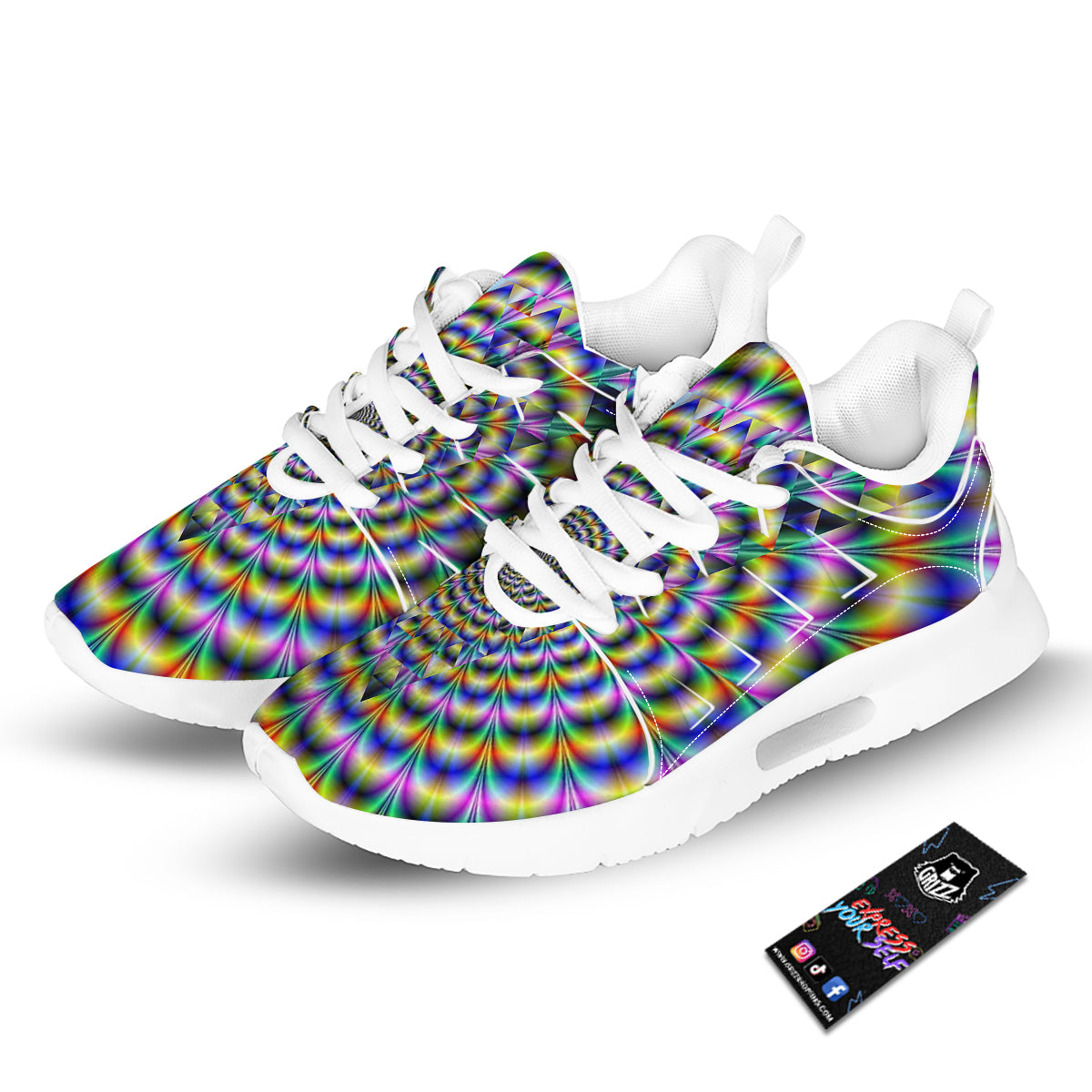 Colorful Psychedelic And Triangle Print Tennis Shoes-grizzshop