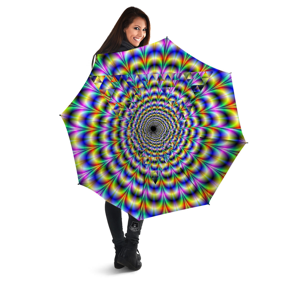 Colorful Psychedelic And Triangle Print Umbrella-grizzshop