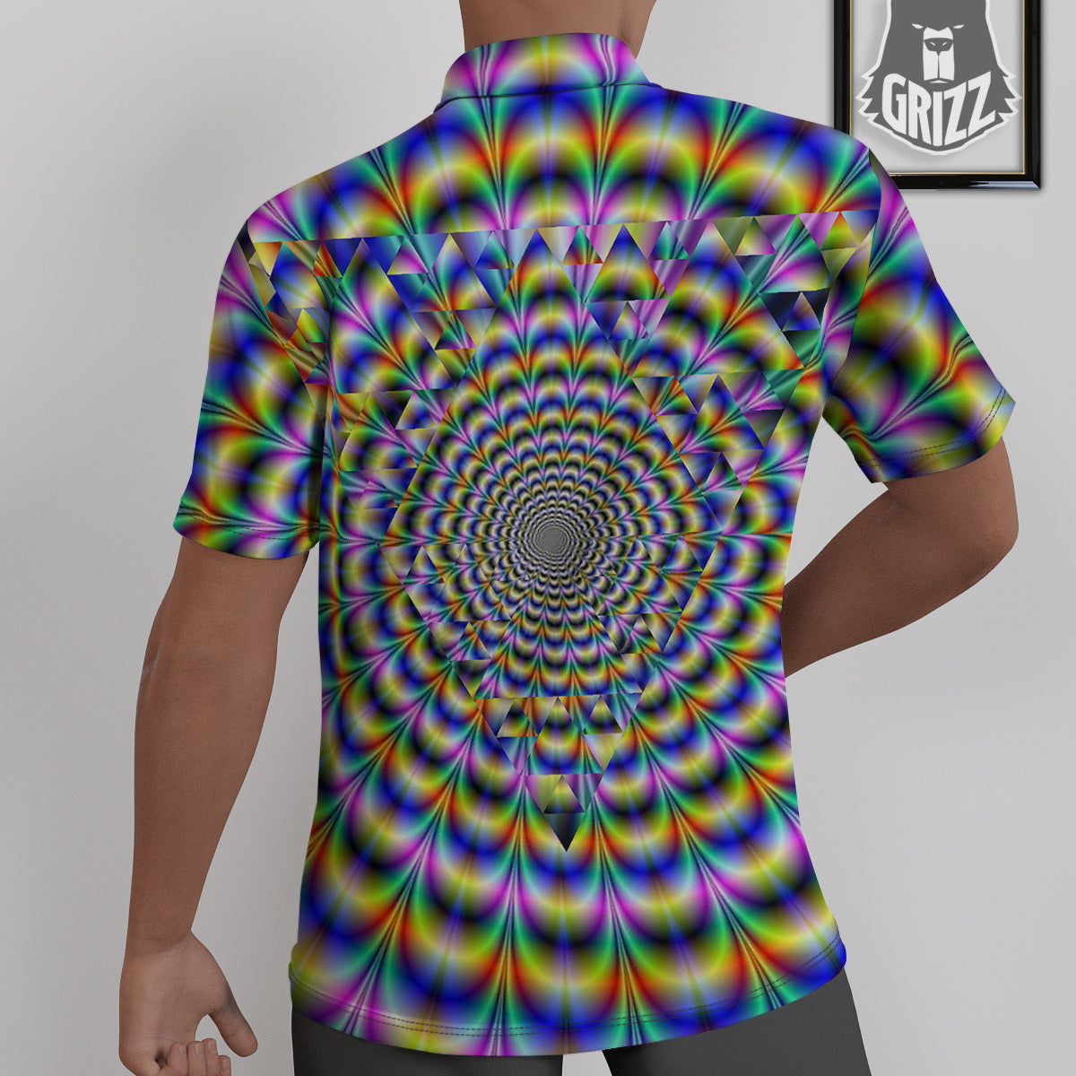 Colorful Psychedelic And Triangle Print Untucked Shirts-grizzshop