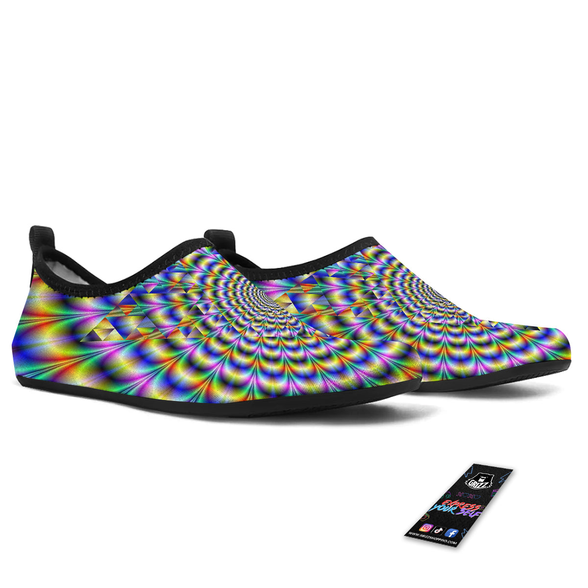 Colorful Psychedelic And Triangle Print Water Shoes-grizzshop