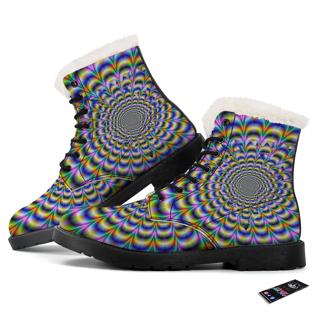 Colorful Psychedelic And Triangle Print Winter Boots-grizzshop