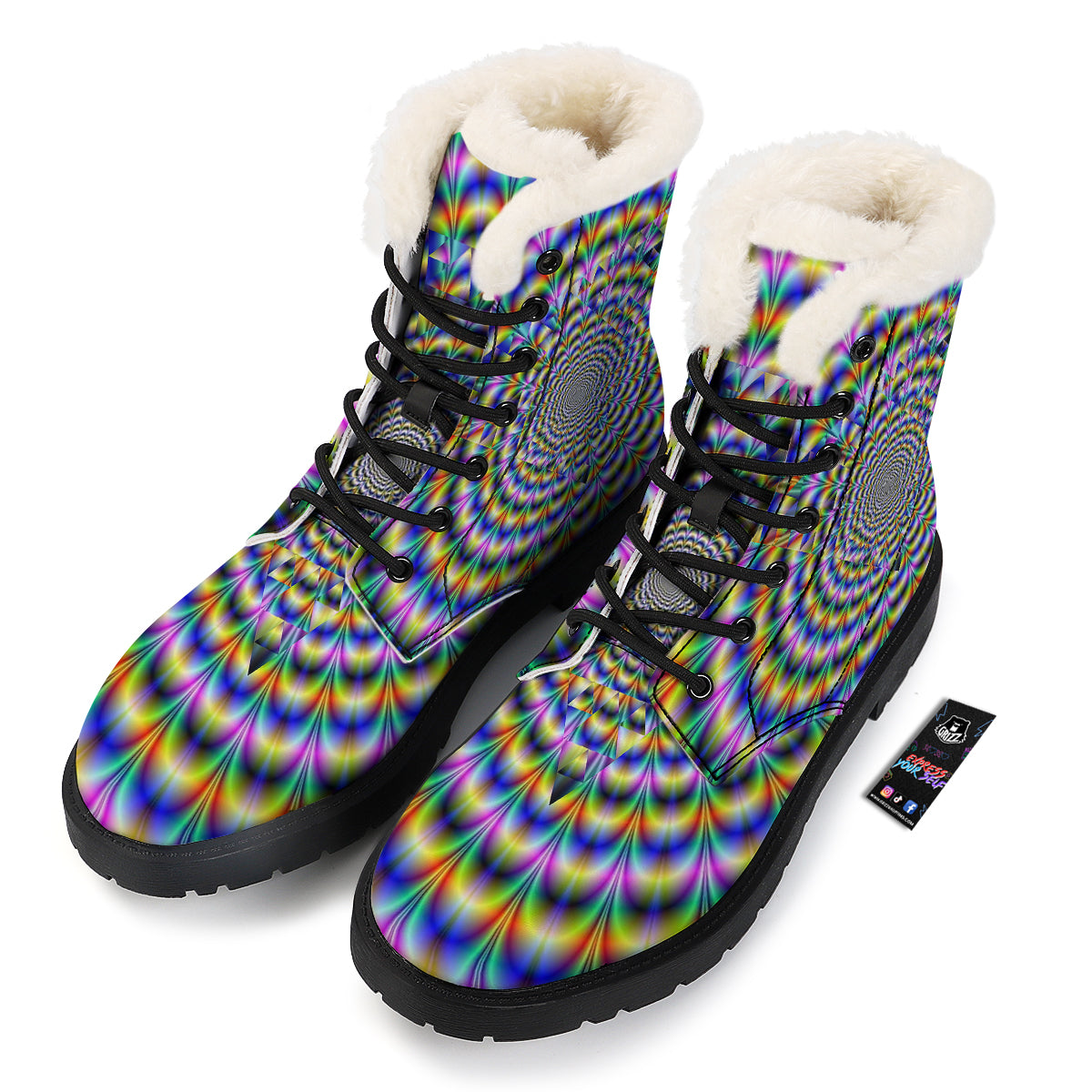 Colorful Psychedelic And Triangle Print Winter Boots-grizzshop
