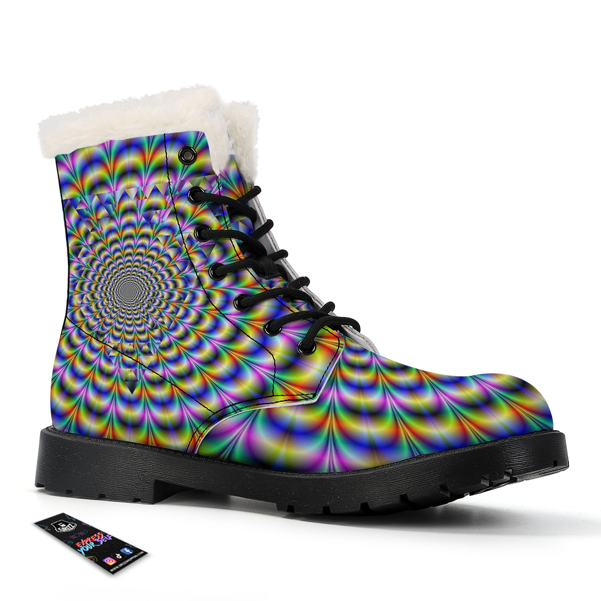 Colorful Psychedelic And Triangle Print Winter Boots-grizzshop