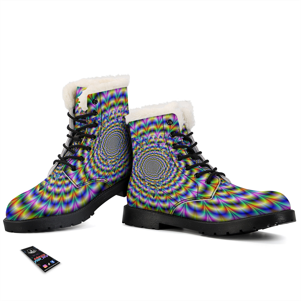 Colorful Psychedelic And Triangle Print Winter Boots-grizzshop