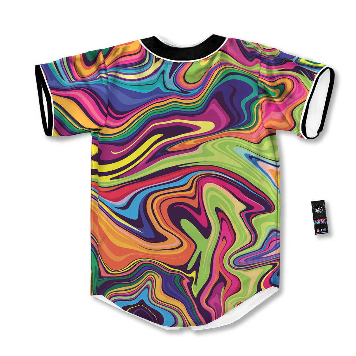 Colorful Psychedelic Print Baseball Jersey-grizzshop