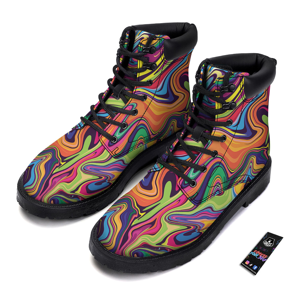 Colorful Psychedelic Print Boots-grizzshop