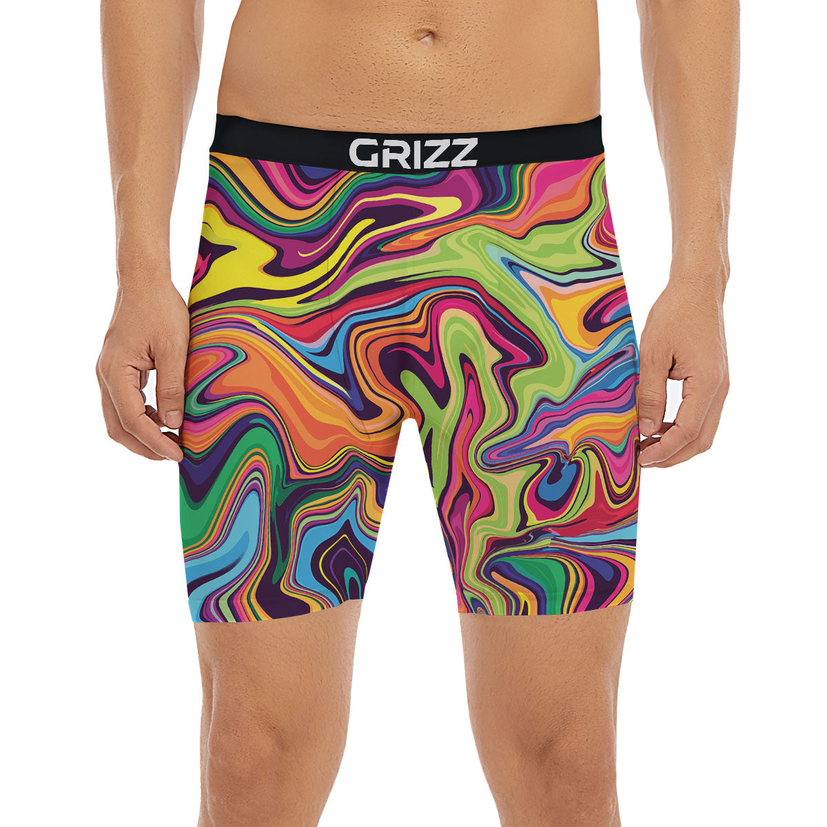 Colorful Psychedelic Print Boxer Briefs-grizzshop