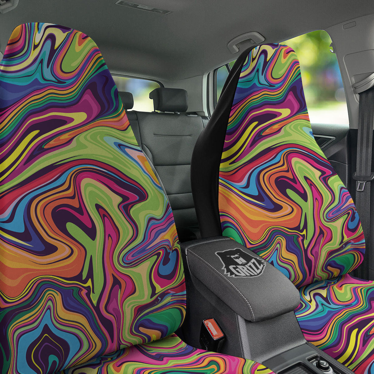 Colorful Psychedelic Print Car Seat Covers-grizzshop