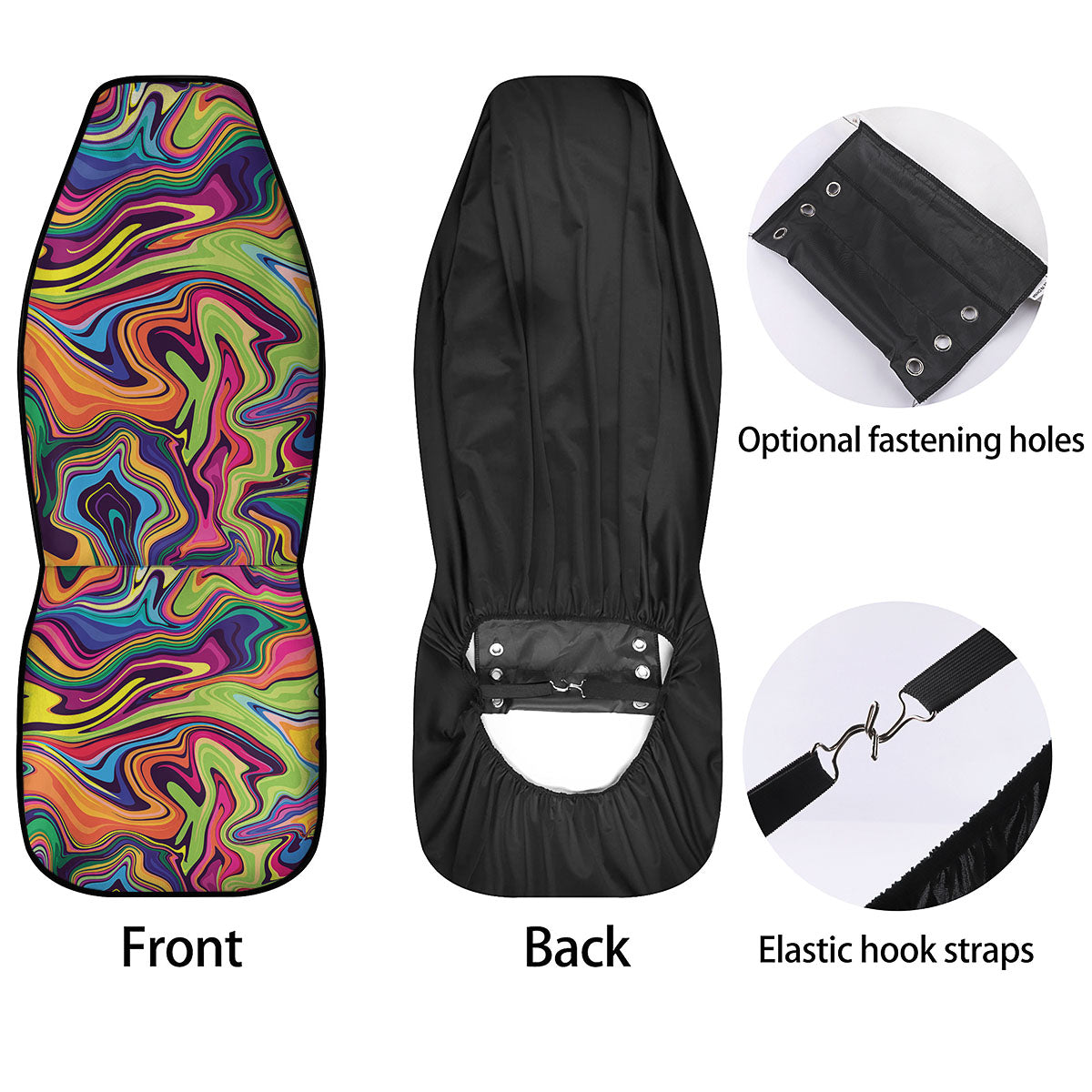 Colorful Psychedelic Print Car Seat Covers-grizzshop