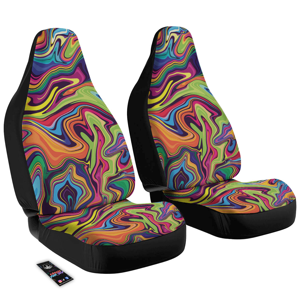 Colorful Psychedelic Print Car Seat Covers-grizzshop