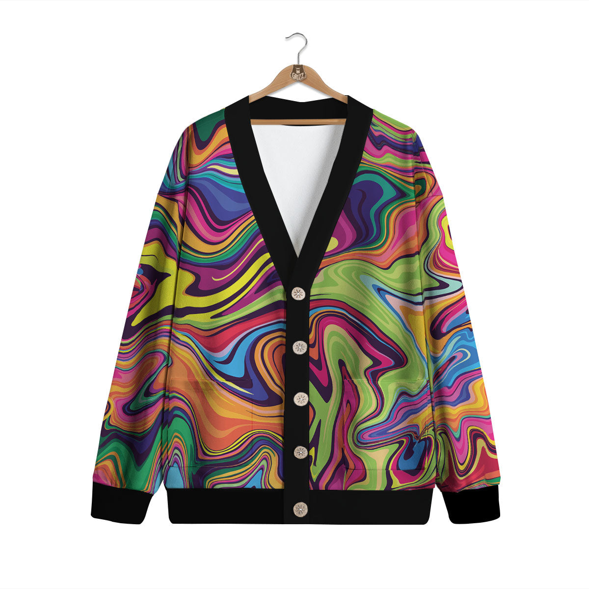 Colorful Psychedelic Print Cardigan-grizzshop