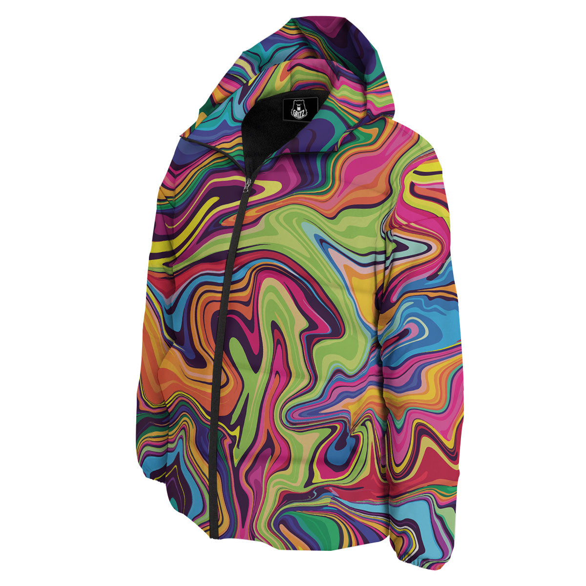 Colorful Psychedelic Print Down Jacket-grizzshop
