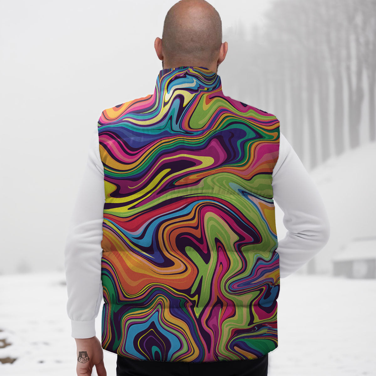 Colorful Psychedelic Print Down Vest