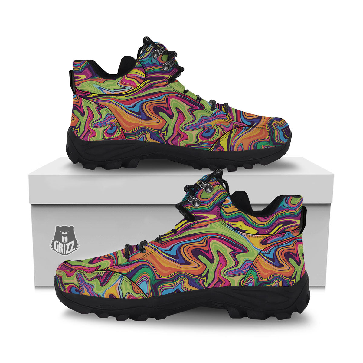 Colorful Psychedelic Print Hiking Shoes-grizzshop