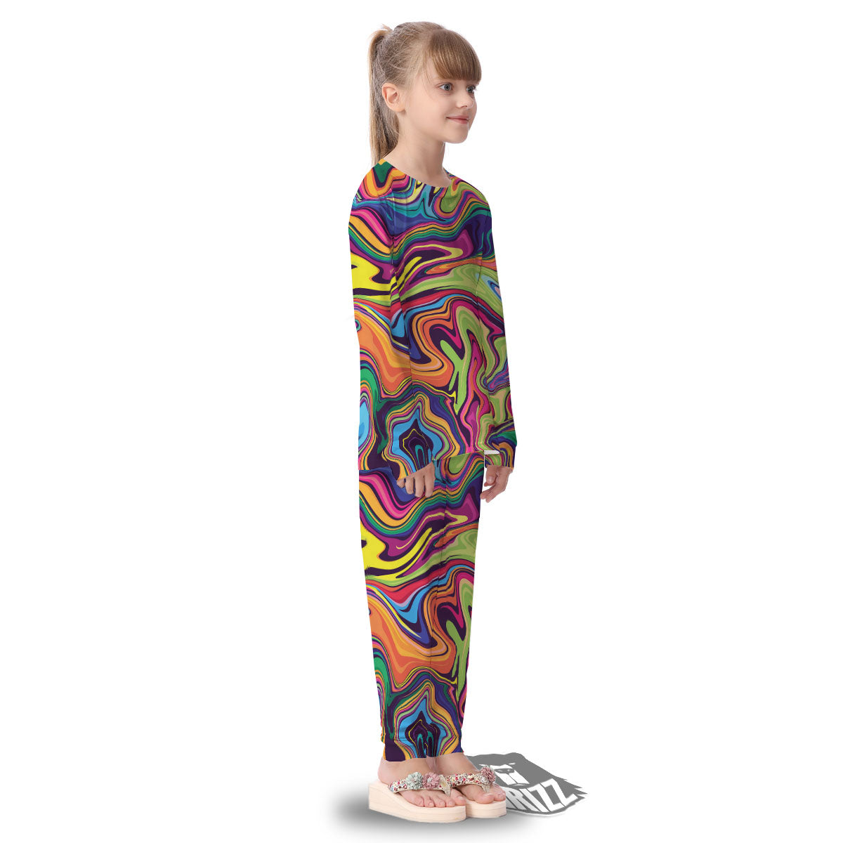 Colorful Psychedelic Print Kid's Pajamas-grizzshop