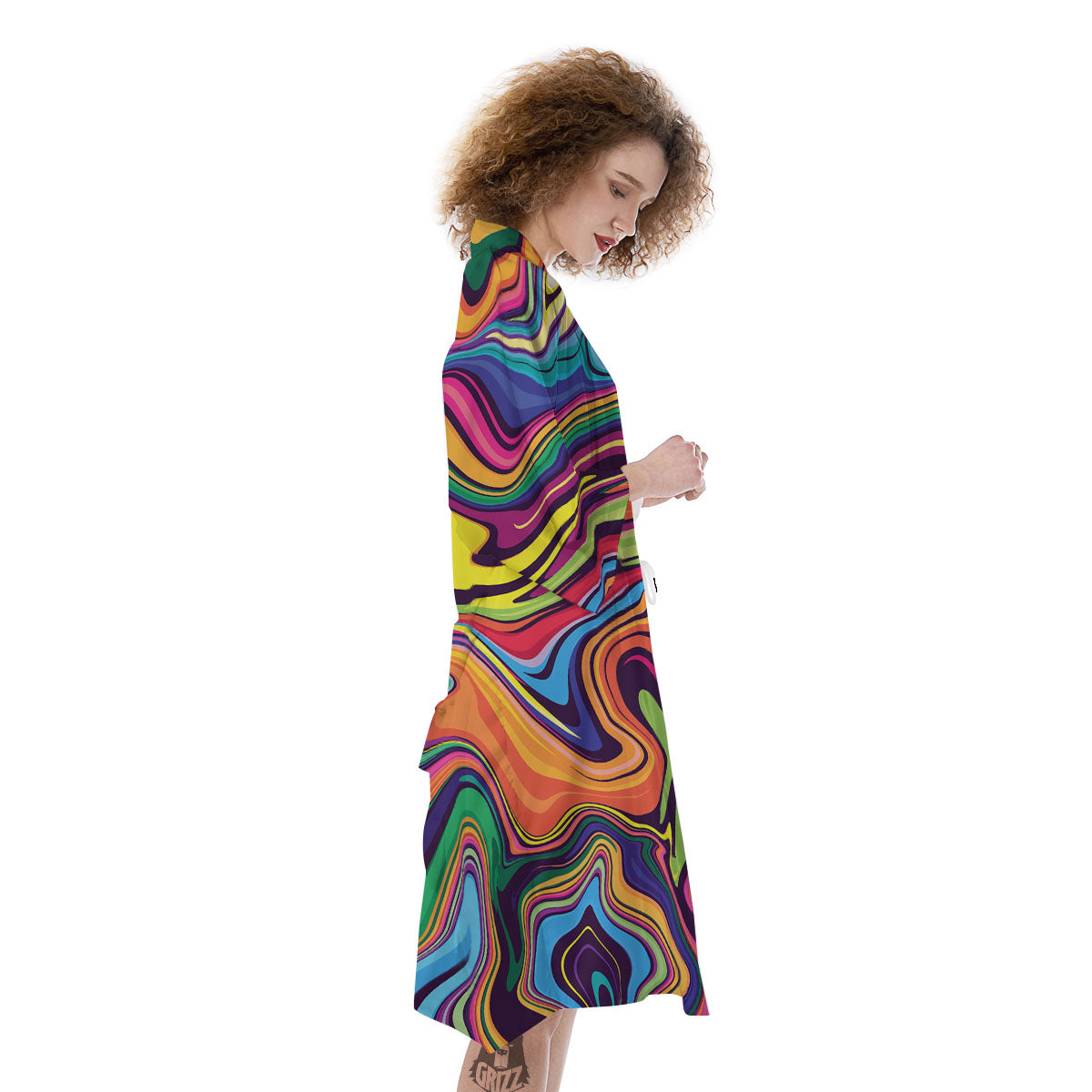 Colorful Psychedelic Print Kimono-grizzshop