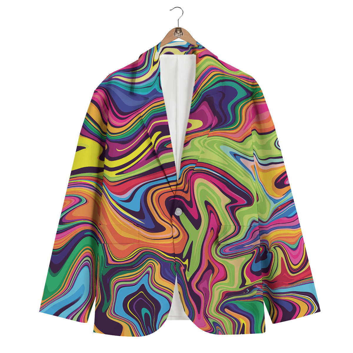 Colorful Psychedelic Print Men's Blazer-grizzshop