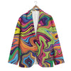 Colorful Psychedelic Print Men's Blazer-grizzshop