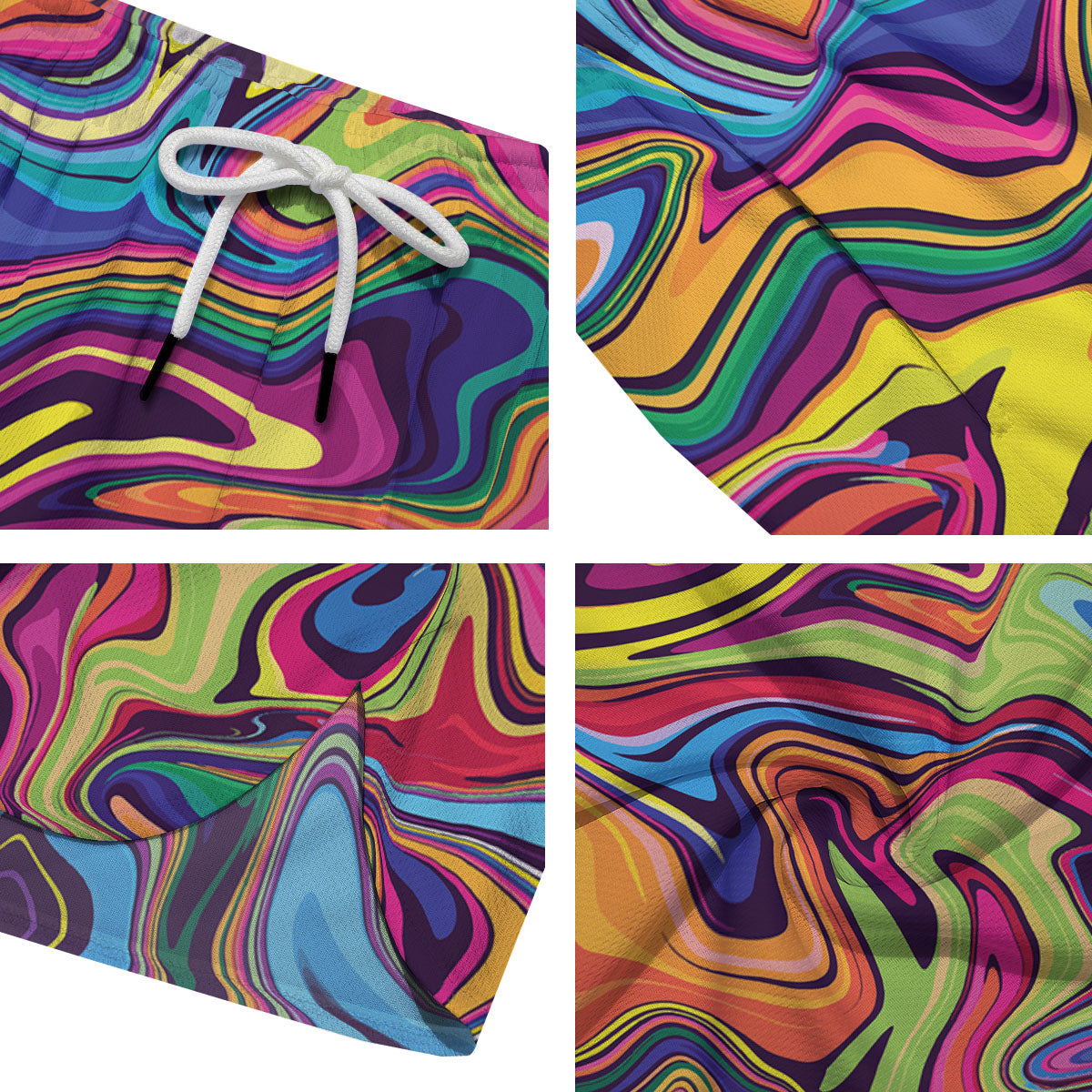 Colorful Psychedelic Print Men's Running Shorts-grizzshop