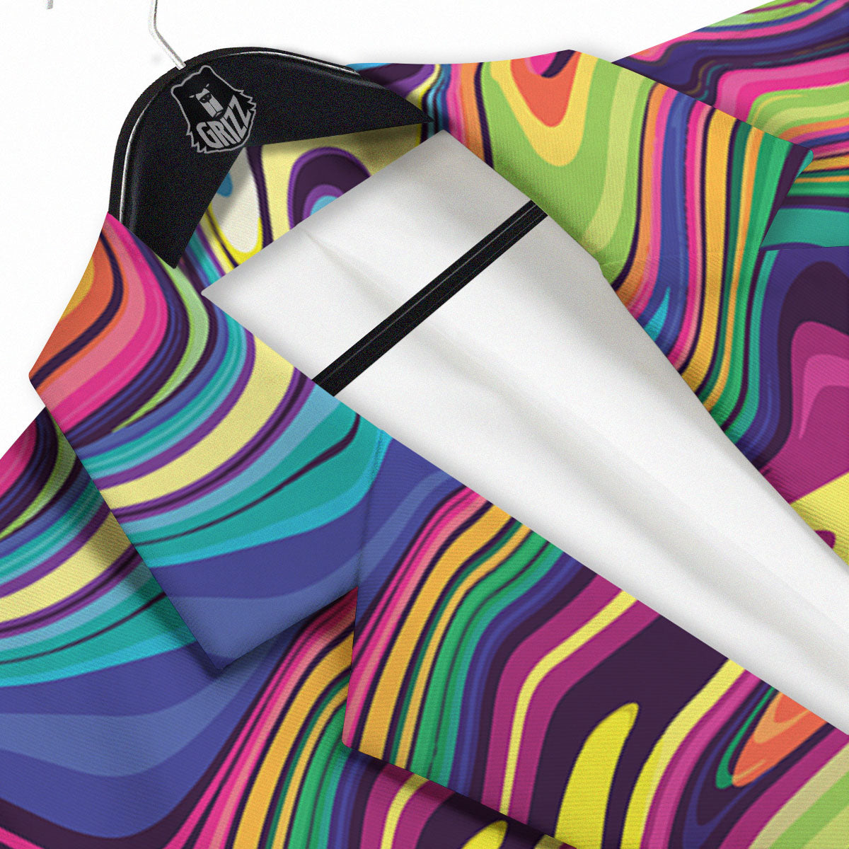 Colorful Psychedelic Print Men's Sport Coat-grizzshop