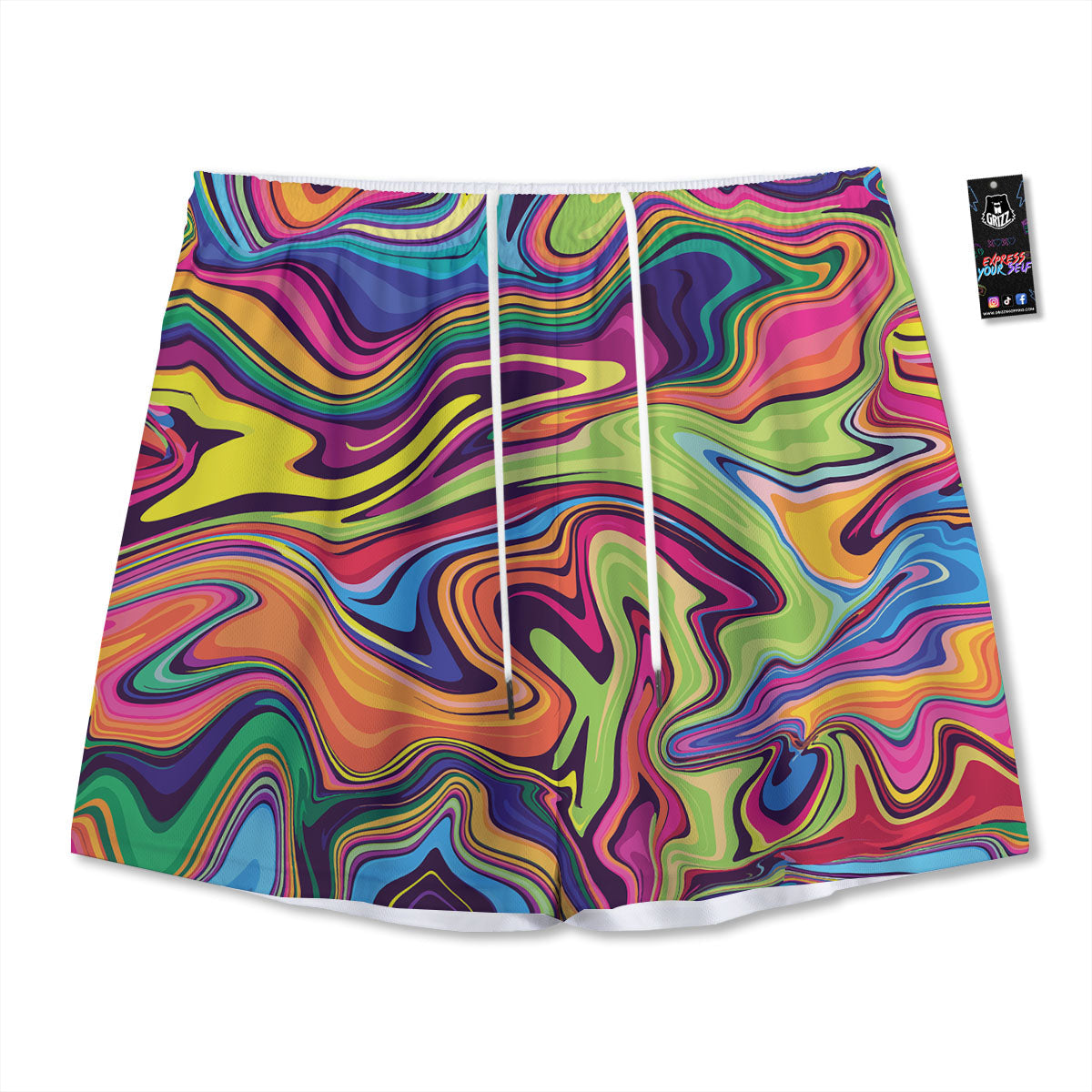 Colorful Psychedelic Print Mesh Shorts
