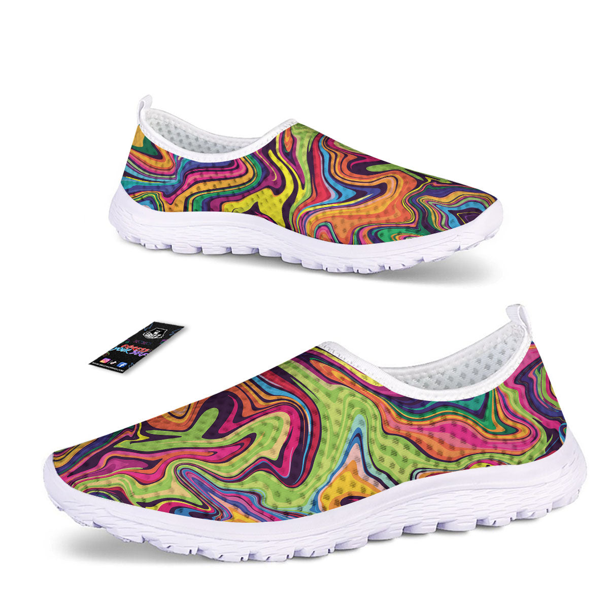 Colorful Psychedelic Print Nurse Shoes-grizzshop