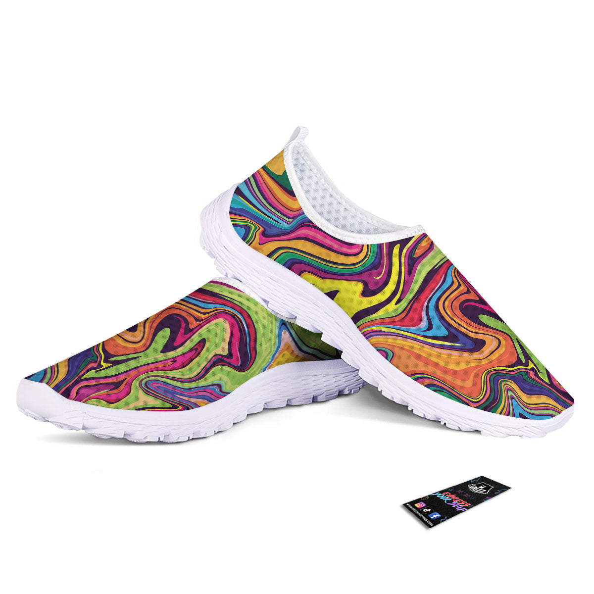 Colorful Psychedelic Print Nurse Shoes-grizzshop