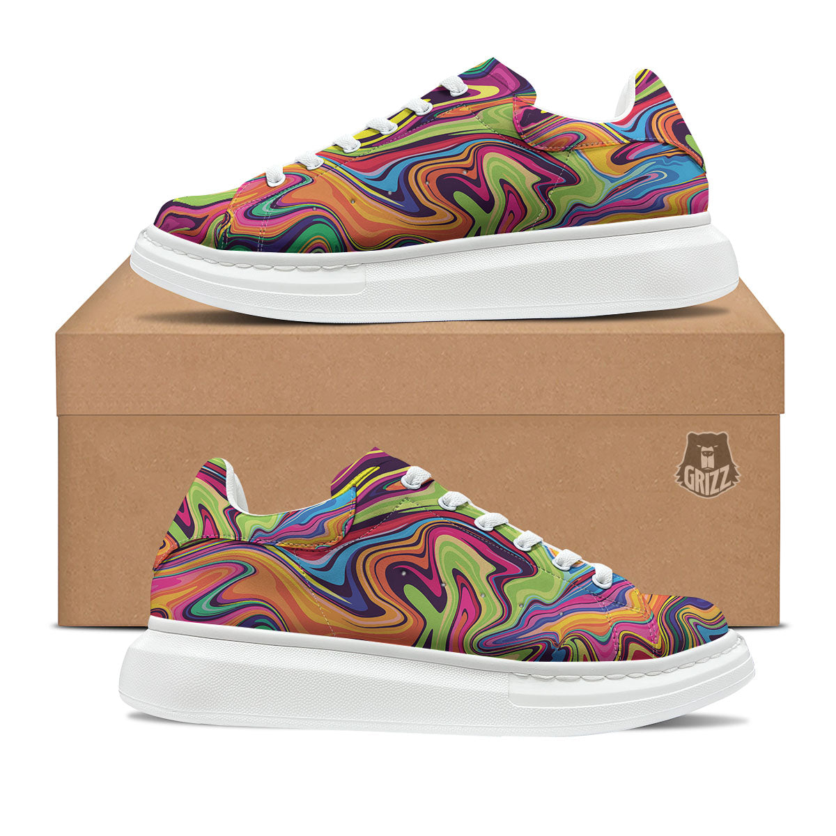 Colorful Psychedelic Print Platform Shoes-grizzshop