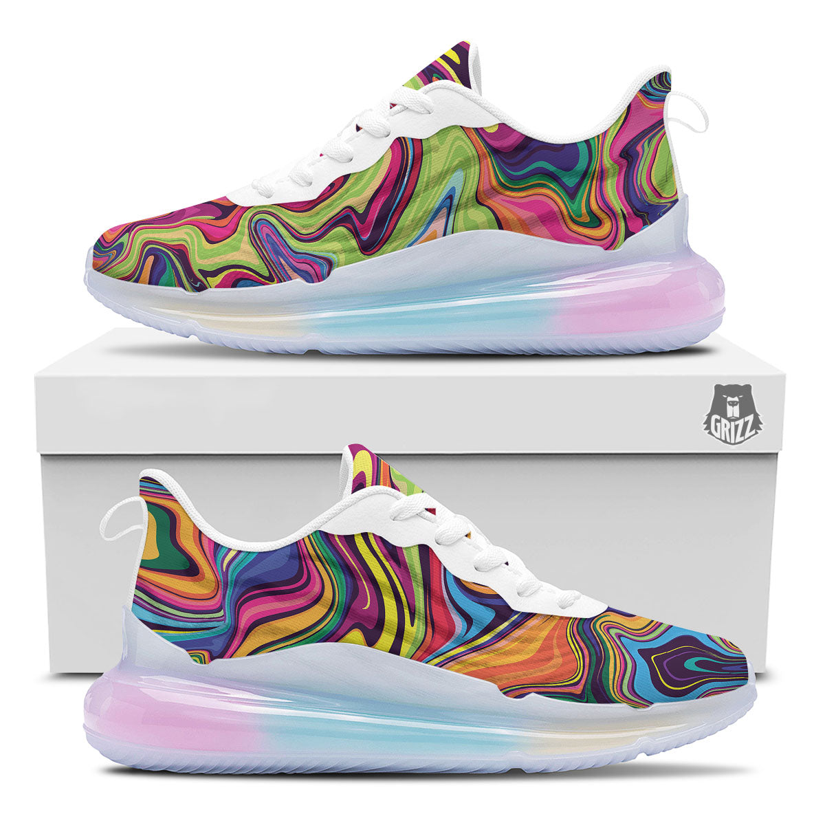 Colorful Psychedelic Print Running Sneakers-grizzshop