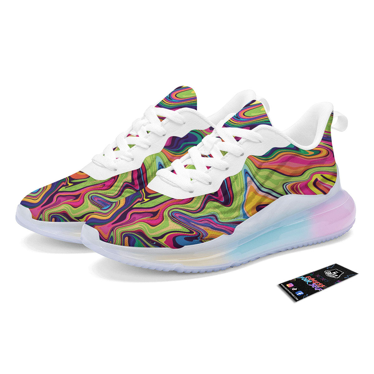 Colorful Psychedelic Print Running Sneakers-grizzshop