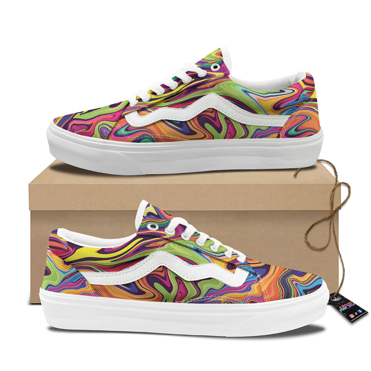 Colorful Psychedelic Print Skate Shoes-grizzshop