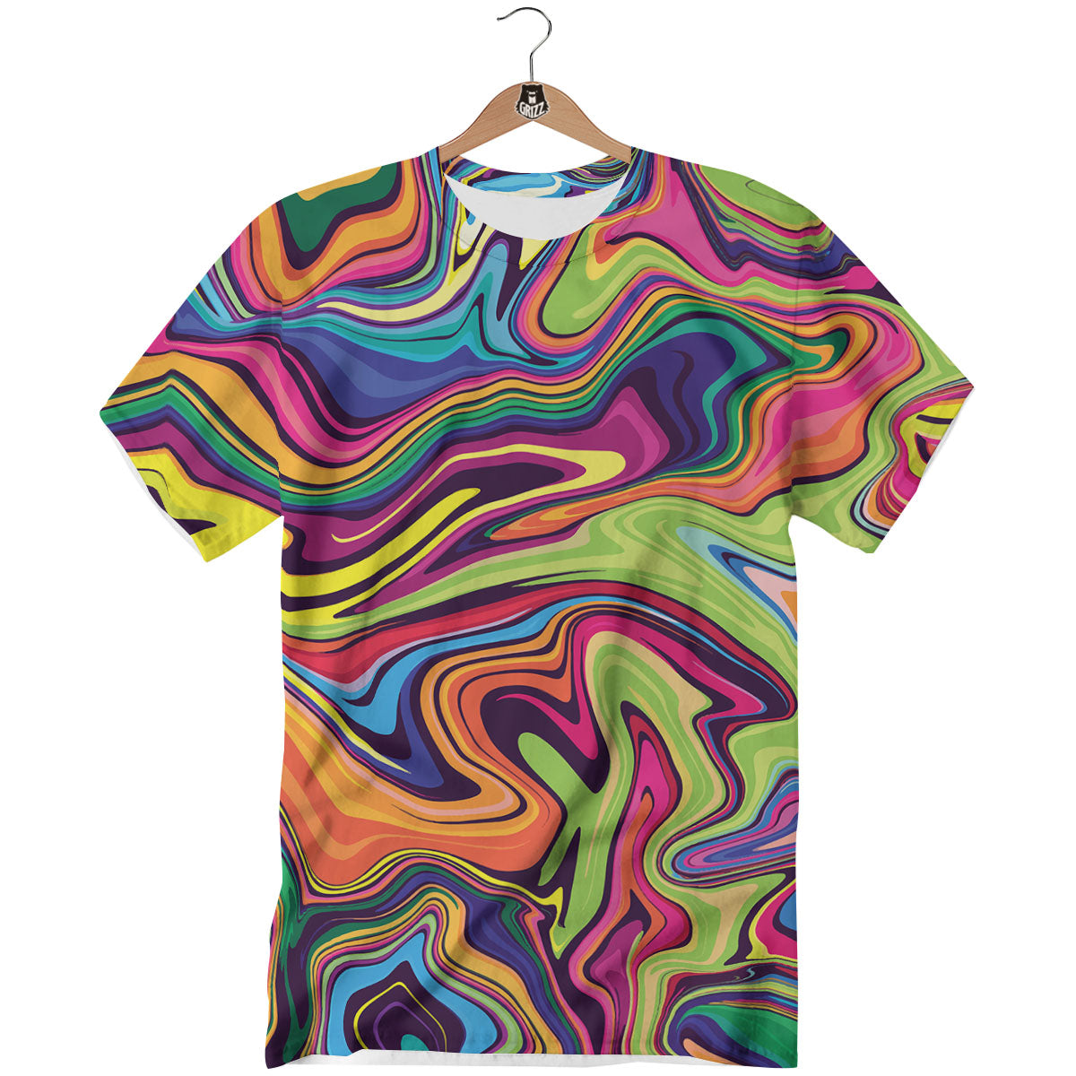 Colorful Psychedelic Print T-Shirt-grizzshop