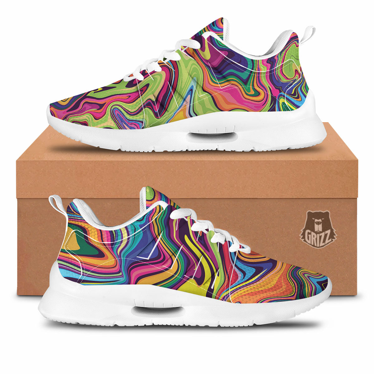 Colorful Psychedelic Print Tennis Shoes-grizzshop