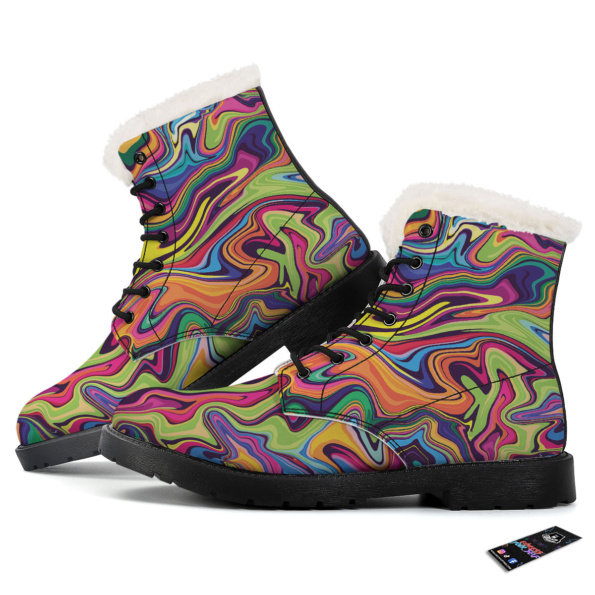 Colorful Psychedelic Print Winter Boots-grizzshop