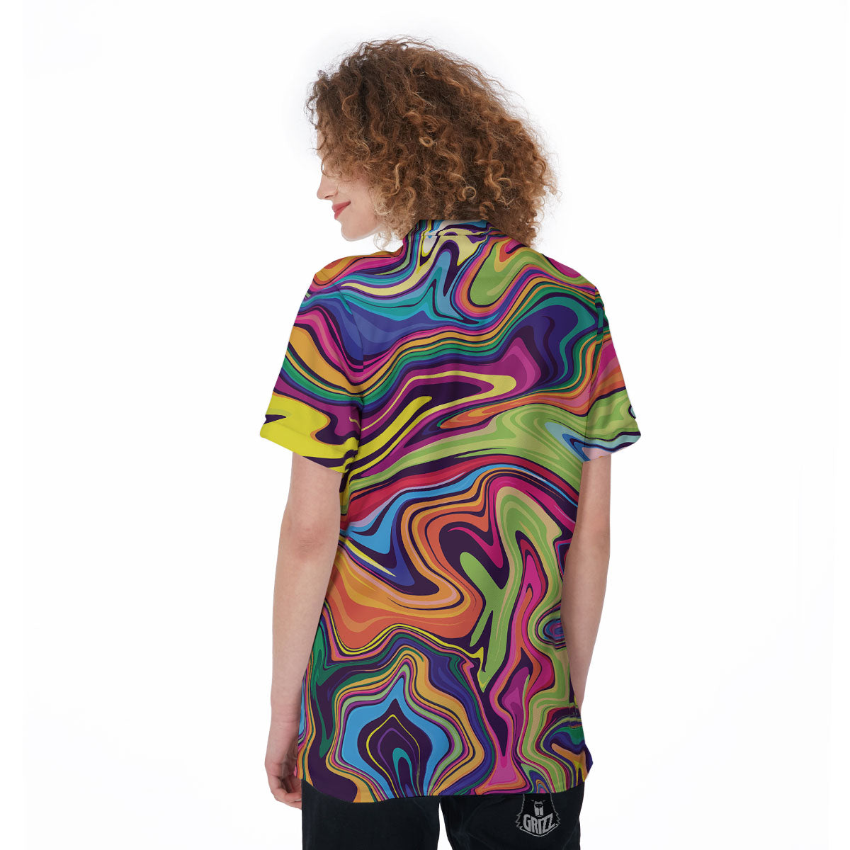 Colorful Psychedelic Print Women's Golf Shirts-grizzshop