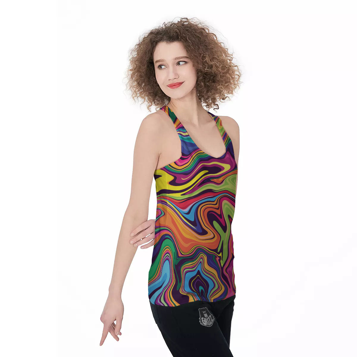 Colorful Psychedelic Print Women's Racerback Tank Top-grizzshop