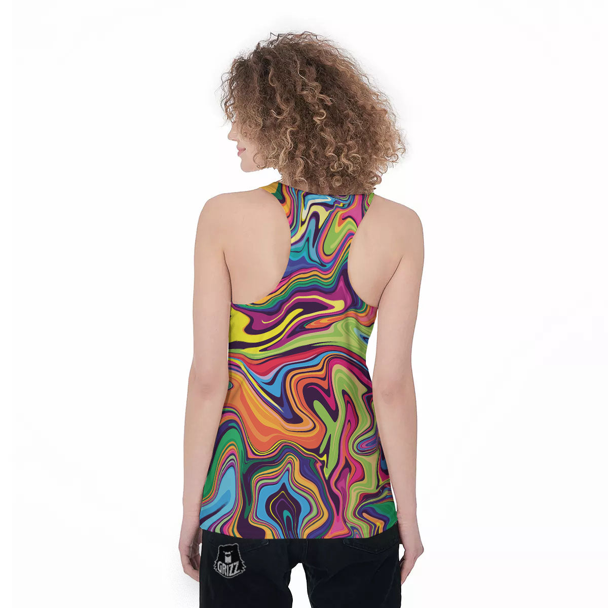 Colorful Psychedelic Print Women's Racerback Tank Top-grizzshop