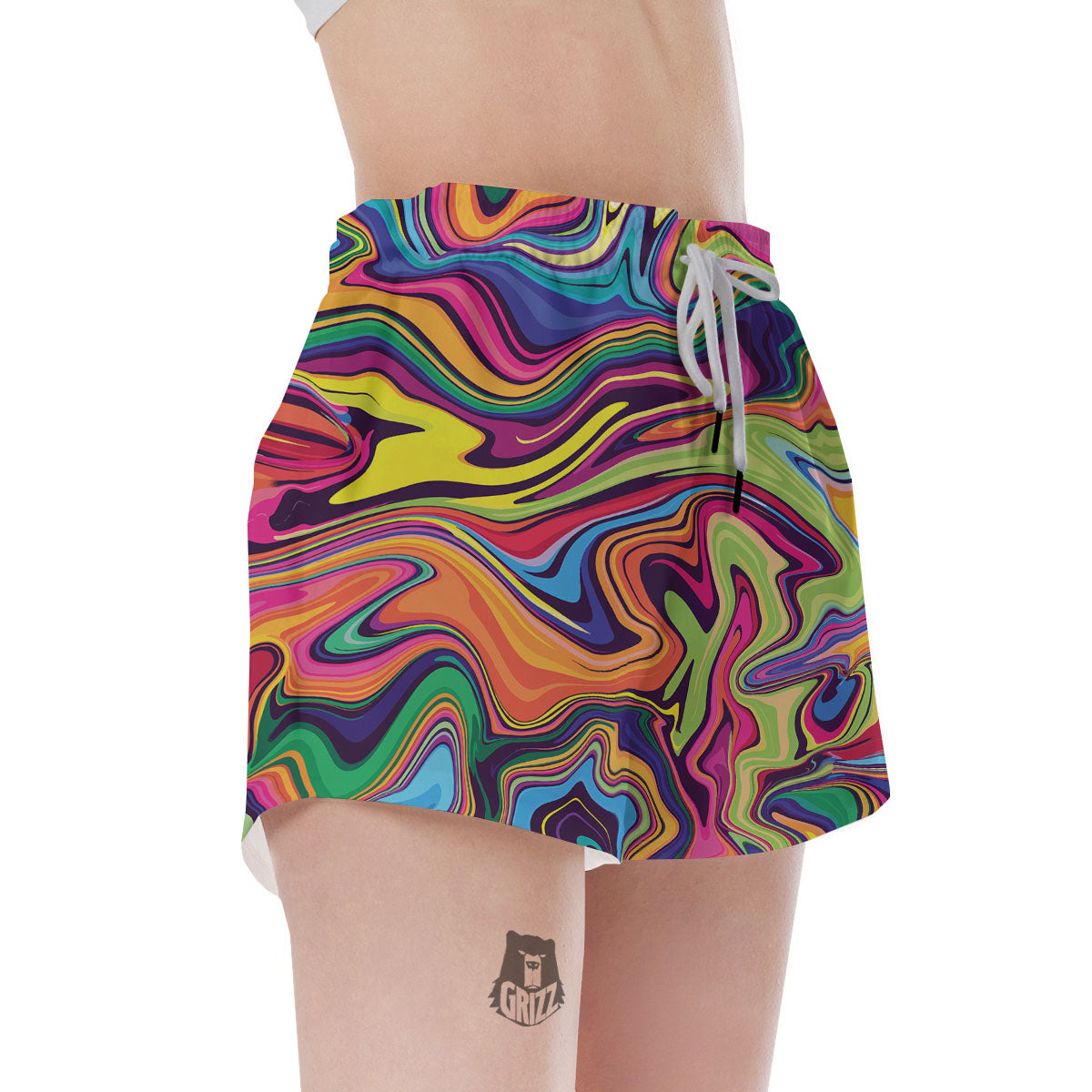 Colorful Psychedelic Print Women's Shorts-grizzshop