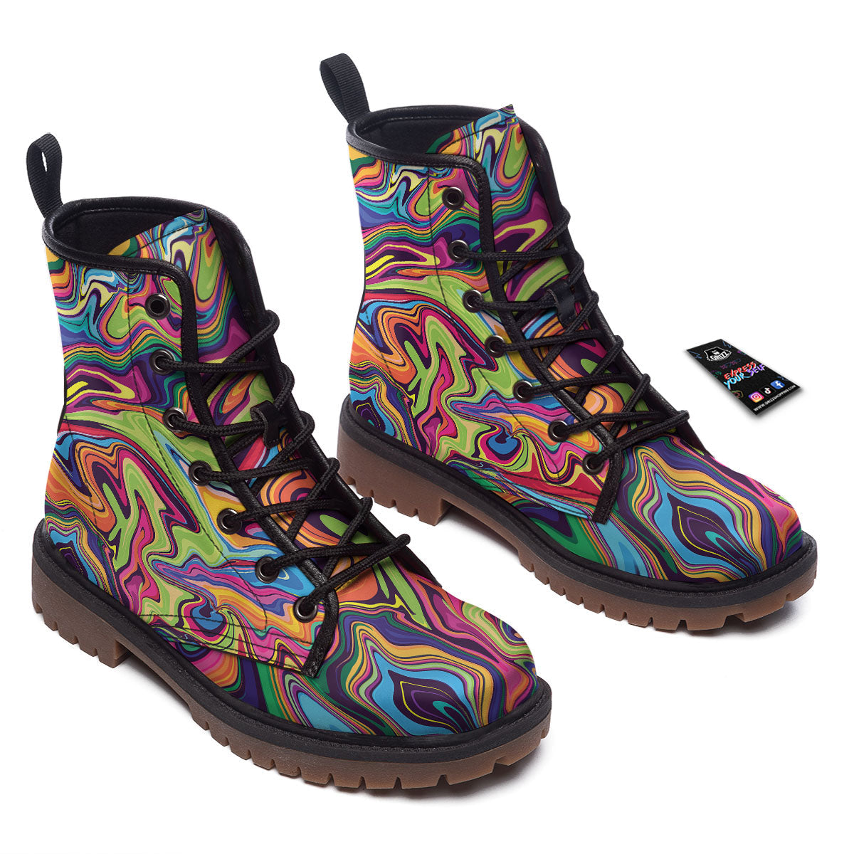 Colorful Psychedelic Print Work Boots-grizzshop
